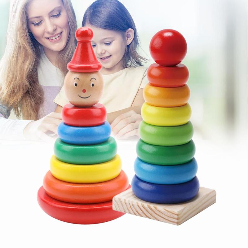 Jouet empileur d'anneaux arc-en-ciel