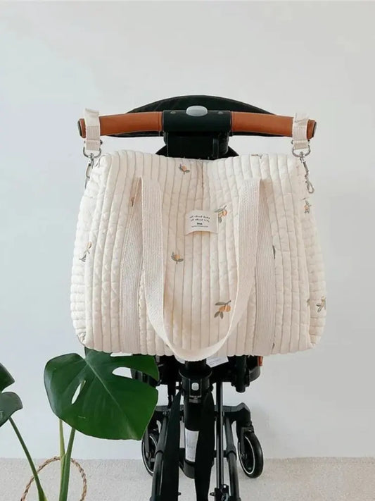 Mama Bear's Ultimate Diaper Backpack - Olive & Tulip Embroidery 🌷👜 | Stroller-Friendly Maternity Organizer